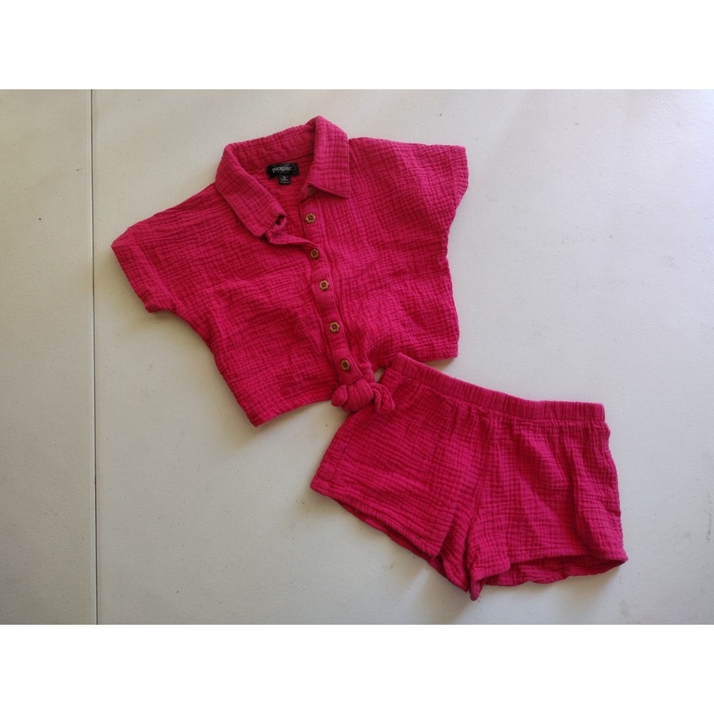 Picapinc Girls‎ Raspberry Crop Top & Shorts Set, Kids Size 5, Outfit